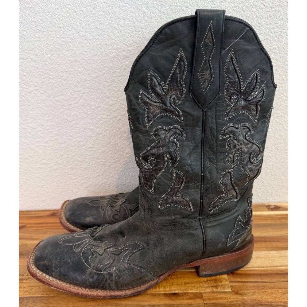 Johnny Ringo Men's 10D Western Cowboy Boots Black Square‎ Toe